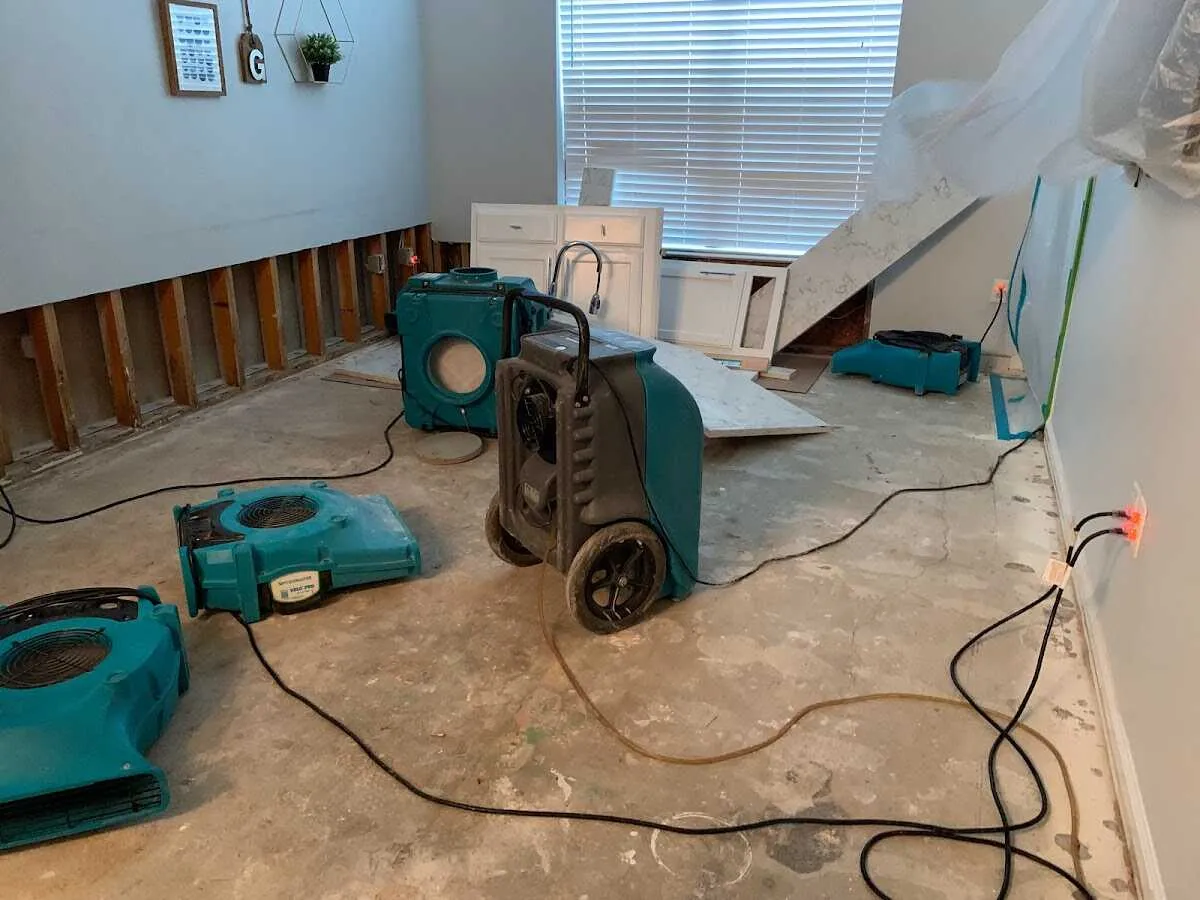 Dehumidifier in flood-cut room for Water Extraction & Removal in Stow